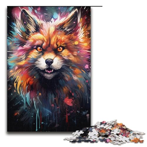 Puzzle für Erwachsene 1000 Teile Malerei Kunst Fuchsfamilie Papierpuzzle Lernspiel Herausforderungsspielzeug 1000 Teile (38 x 26 cm) von linghhiming