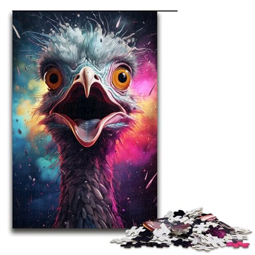 Puzzle für Erwachsene 1000 Teile Malerei buntes Straußenpuzzle Holzpuzzle Lernspiel Herausforderungsspielzeug 1000 Teile (75 x 50 cm) von linghhiming