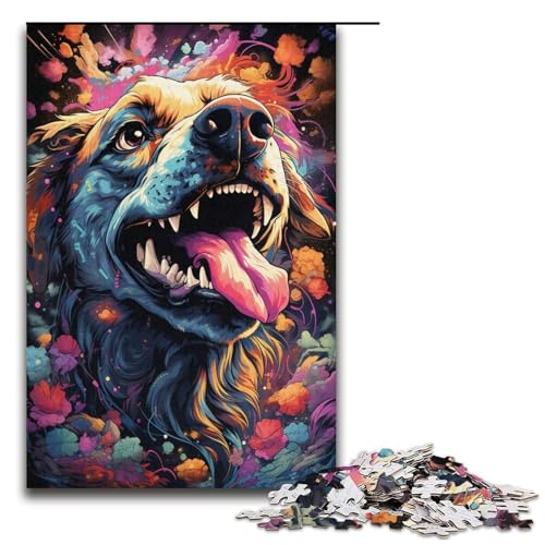 Puzzle für Erwachsene 1000 Teile Motiv Loyal Colorful Dog Puzzlespiel lustiges Spielzeug 1000 Teile (38 x 26 cm) von linghhiming