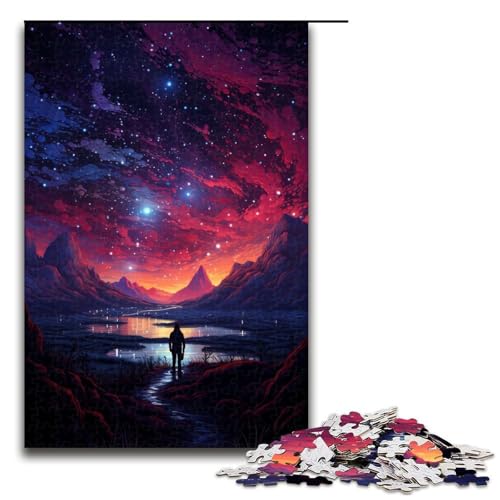 Puzzle für Erwachsene 1000 Teile Nachtansicht unter dem Sternenhimmel Holzpuzzle 1000 Teile (75 x 50 cm) von linghhiming