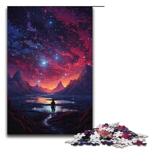 Puzzle für Erwachsene 1000 Teile Nachtansicht unter dem Sternenhimmel Papierpuzzle für Kinder Lernspiel 1000 Teile (38 x 26 cm) von linghhiming