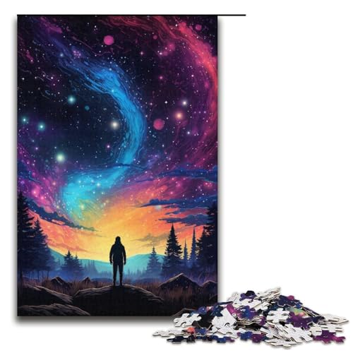 Puzzle für Erwachsene 1000 Teile Nachtansicht unter dem Sternenhimmel Puzzlespiele Spielzeug Geschenk geeignet für die Schreibtischdekoration 1000 Teile (38 x 26 cm) von linghhiming
