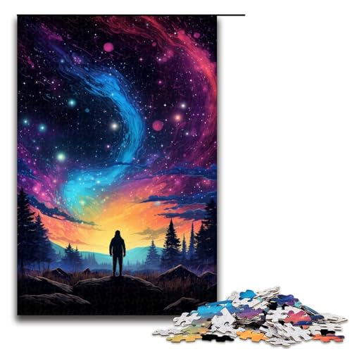 Puzzle für Erwachsene 1000 Teile Nachtansicht unter dem Sternenhimmel Puzzlespiele Spielzeug Geschenk geeignet für die Schreibtischdekoration 1000 Teile (75 x 50 cm) von linghhiming