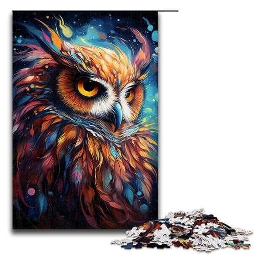 Puzzle für Erwachsene 1000 Teile Nebeleule farbenfrohes psychedelisches Puzzle Spiele Spielzeug Geschenk geeignet für die Schreibtischdekoration 1000 Teile (75 x 50 cm) von linghhiming