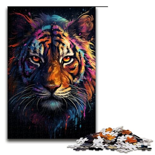 Puzzle für Erwachsene 1000 Teile Nebula Tiger's Buntes psychedelisches Puzzle Lernspiele für Zuhause DIY Spielzeug tolles Geschenk für Spiele 1000 Teile (75 x 50 cm) von linghhiming