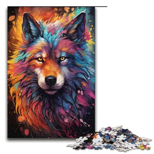 Puzzle für Erwachsene 1000 Teile Nebula Wolfs farbenfrohes psychedelisches Unmögliches Puzzle Familienspiel Stressabbau schwierige Herausforderung 1000 Teile (38 x 26 cm) von linghhiming