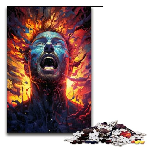 Puzzle für Erwachsene 1000 Teile Neon Man farbenfrohes psychedelisches Holzpuzzle 1000 Teile (75 x 50 cm) von linghhiming