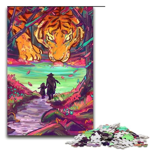 Puzzle für Erwachsene 1000 Teile Neon Tigerwälder Puzzle Lernspiele für Zuhause DIY Spielzeug tolles Geschenk für Spiele (75 x 50 cm) von linghhiming