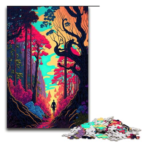 Puzzle für Erwachsene 1000 Teile Neonlandschaft () Familien Holzpuzzle Lernspiel Herausforderungsspielzeug (75 x 50 cm) von linghhiming