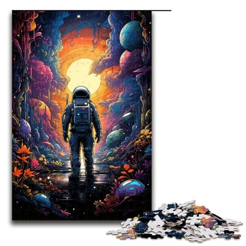 Puzzle für Erwachsene 1000 Teile Neonlandschaft farbenfrohes psychedelisches Astronauten Holzpuzzle für Kinder Lernspiel 1000 Teile (75 x 50 cm) von linghhiming