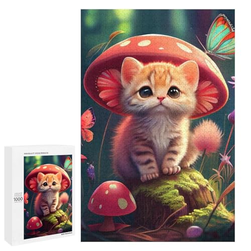 Puzzle für Erwachsene 1000 teiliges Pilzkatzen Holzpuzzle (75 x 50 cm) von linghhiming