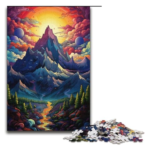 Puzzle für Erwachsene 1000 Teile Psychedelic Alps Puzzlespiele Spielzeug Geschenk geeignet für die Schreibtischdekoration 1000 Teile (38 x 26 cm) von linghhiming
