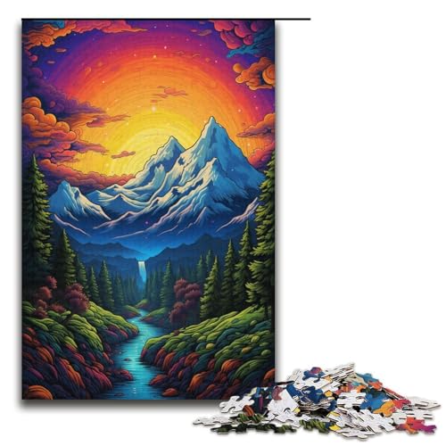 Puzzle für Erwachsene 1000 Teile Psychedelic Alps Puzzlespiele Spielzeug Geschenk geeignet für die Schreibtischdekoration 1000 Teile (38 x 26 cm) von linghhiming