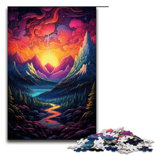 Puzzle für Erwachsene 1000 Teile Psychedelic Alps Puzzlespiele Spielzeug Geschenk geeignet für die Schreibtischdekoration 1000 Teile (75 x 50 cm) von linghhiming