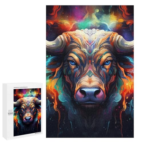 Puzzle für Erwachsene 1000 Teile psychedelisches Büffelholz Puzzle (75 x 50 cm) von linghhiming