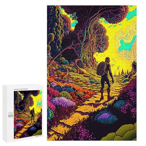 Puzzle für Erwachsene 1000 Teile Psychedelisches Natur Holzpuzzle für Kinder Lernspiel (75 x 50 cm) von linghhiming