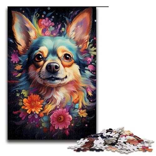 Puzzle für Erwachsene 1000 Teile Psychedelischer Chihuahua Hund Puzzle Lernspiele für Zuhause DIY Spielzeug tolles Geschenk für Spiele 1000 Teile (75 x 50 cm) von linghhiming