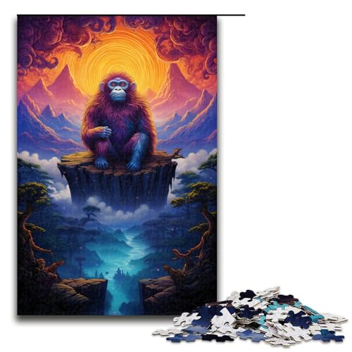 Puzzle für Erwachsene 1000 Teile Psychedelischer Farb Goldaffe Holzpuzzle für Kinder Lernspiel 1000 Teile (75 x 50 cm) von linghhiming