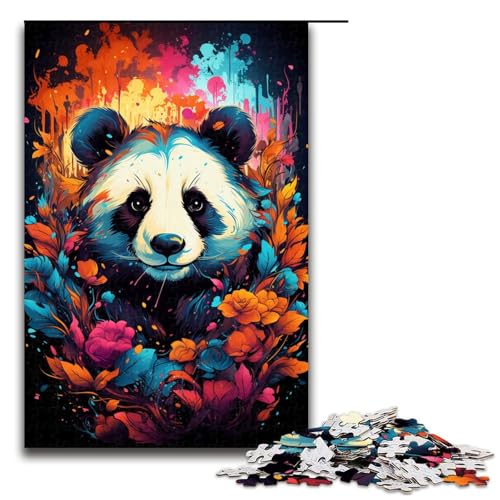 Puzzle für Erwachsene 1000 Teile Psychedelischer bunter Panda Holzpuzzle für Kinder Lernspiel 1000 Teile (75 x 50 cm) von linghhiming