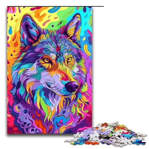 Puzzle für Erwachsene 1000 Teile Psychedelischer bunter Planet Wolf Puzzle Lernspiele für Zuhause DIY Spielzeug tolles Geschenk für Spiele 1000 Teile (75 x 50 cm) von linghhiming