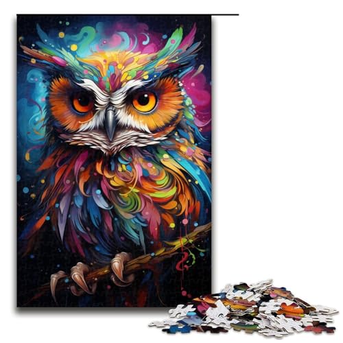 Puzzle für Erwachsene 1000 Teile Regenbogen Eule Puzzle Spiele Spielzeug Geschenk geeignet für die Schreibtischdekoration 75 x 50 cm von linghhiming