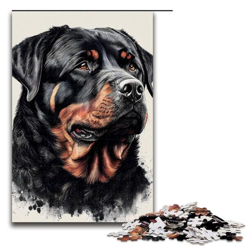 Puzzle für Erwachsene 1000 Teile Rottweiler Zeichnungs Hunde Puzzle jedes Teil ist einzigartig anspruchsvolles Familienspaßspiel (75 x 50 cm) von linghhiming
