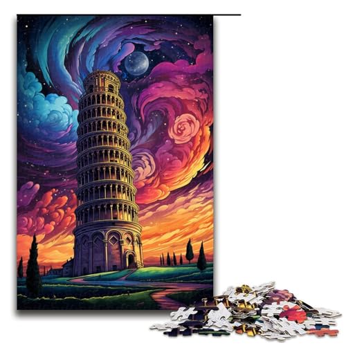 Puzzle für Erwachsene 1000 Teile Schiefer Turm von Pisa Italien Familien Holzpuzzle Lernspiel Herausforderungsspielzeug 1000 Teile (75 x 50 cm) von linghhiming