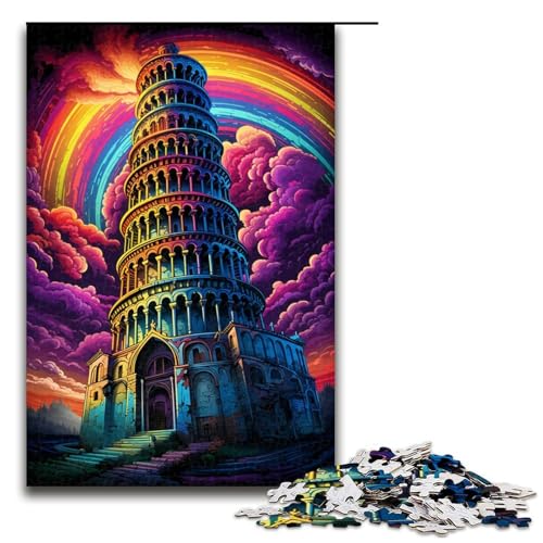 Puzzle für Erwachsene 1000 Teile Schiefer Turm von Pisa Italien Puzzle Lernspiele für Zuhause DIY Spielzeug tolles Geschenk für Spiele 1000 Teile (75 x 50 cm) von linghhiming