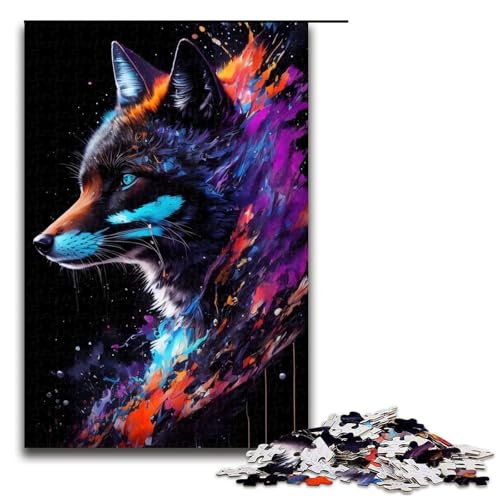 Puzzle für Erwachsene 1000 Teile Schwarz Rotfuchs Porträt Puzzle Spiele Spielzeug Geschenk geeignet als Schreibtischdekoration (75 x 50 cm) von linghhiming