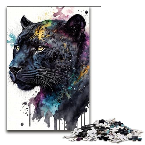 Puzzle für Erwachsene 1000 Teile Schwarzer Panther Heimdekoration Puzzle Spielzeug Geschenk für die ganze Familie (75 x 50 cm) von linghhiming