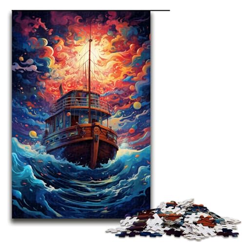 Puzzle für Erwachsene 1000 Teile Segelboot bei Sonnenuntergang Geburtstagsgeschenk für Teenager ab 14 Jahren 75 x 50 cm von linghhiming