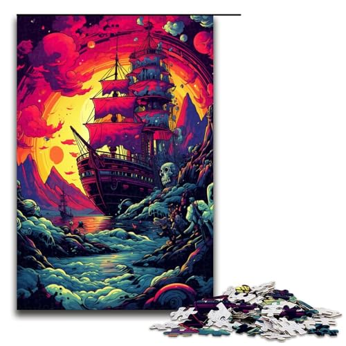 Puzzle für Erwachsene 1000 Teile Segelschiff auf dem Meer Puzzlespiel Spielzeug lustig 75 x 50 cm von linghhiming
