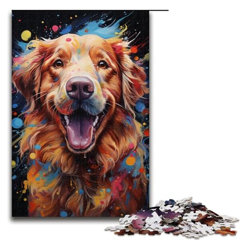 Puzzle für Erwachsene 1000 Teile Space Golden Retriever Puzzles Spiele Spielzeug Geschenk Geeignet für Desktop Dekoration 75x50cm von linghhiming