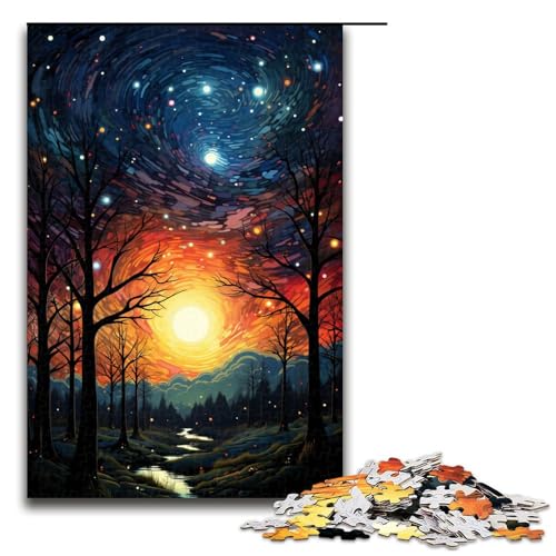 Puzzle für Erwachsene 1000 Teile Sternenhimmel Nachtansicht Geburtstagsgeschenk für Teenager ab 14 Jahren 75 x 50 cm von linghhiming