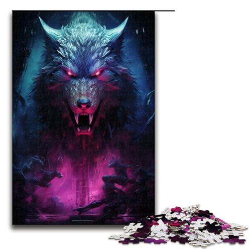 Puzzle für Erwachsene 1000 Teile Supernatural Wolf Heimdekoration Puzzle Spielzeug Geschenk für die ganze Familie 75 x 50 cm von linghhiming