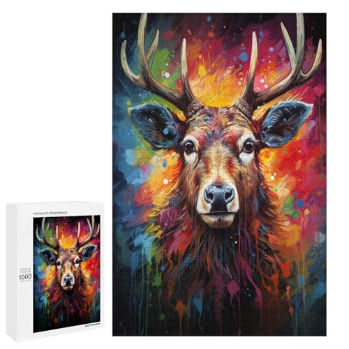 Puzzle für Erwachsene 1000 Teile Tier Elchfamilie Holzpuzzle Lernspiel Herausforderungsspielzeug 75 x 50 cm Puzzle für Erwachsene 1000 Teile Tier Elchfamilie Holzpuzzle Lernspiel Herausforderungsspielzeug 75 x 50 cm von linghhiming