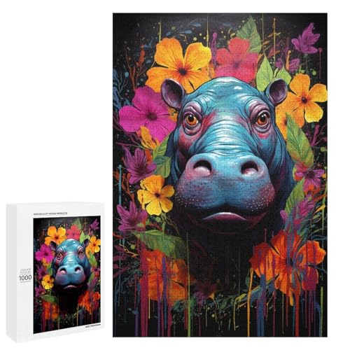 Puzzle für Erwachsene 1000 Teile Tier Nilpferd Familie Holzpuzzle Lernspiel Herausforderungsspielzeug 75 x 50 cm Puzzle für Erwachsene 1000 Teile Tier Nilpferd Familie Holzpuzzle Lernspiel Herausforderungsspielzeug 75 x 50 cm von linghhiming