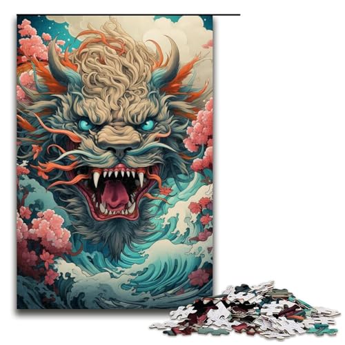 Puzzle für Erwachsene 1000 Teile Tier Puzzle bunter Drache Lernspiele für Zuhause DIY Spielzeug tolles Geschenk für Spiele 1000 Teile (75 x 50 cm) von linghhiming