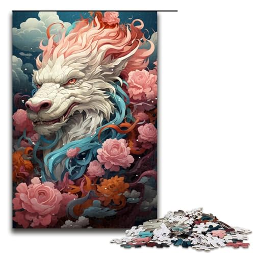 Puzzle für Erwachsene 1000 Teile Tier bunter Drache Holzpuzzle für Kinder Lernspiel 1000 Teile (75 x 50 cm) von linghhiming