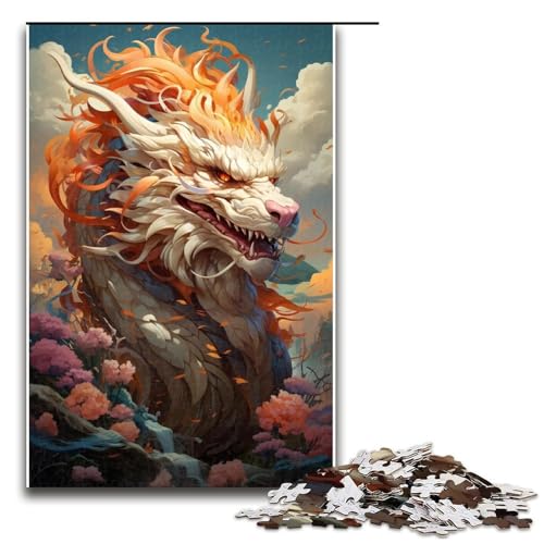 Puzzle für Erwachsene 1000 Teile Tier bunter Drache Holzpuzzle für Kinder Lernspiel 1000 Teile (75 x 50 cm) von linghhiming