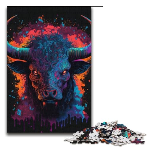 Puzzle für Erwachsene 1000 Teile Tiere Bullen Puzzle Lernspiele für Zuhause DIY-Spielzeug tolles Geschenk für Spiele 1000 Teile (38 x 26 cm) von linghhiming