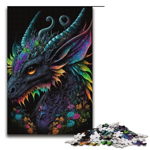 Puzzle für Erwachsene 1000 Teile Tiere Drachen Puzzle Spiele Spielzeug Geschenk Geeignet für Desktop Dekoration 1000PCS (38x26cm) von linghhiming