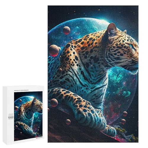 Puzzle für Erwachsene 1000 Teile Tiere Jaguar Holzpuzzle rund Lernspiel Herausforderungsspielzeug (75 x 50 cm) von linghhiming