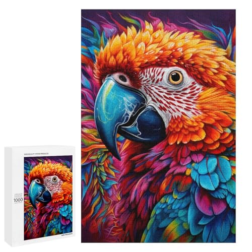 Puzzle für Erwachsene 1000 Teile Tiere Vögel Papageien Holzpuzzle 75 x 50 cm von linghhiming