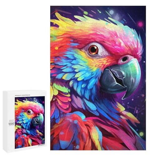 Puzzle für Erwachsene 1000 Teile Tiere Vögel Papageien runde Holzpuzzles (75 x 50 cm) von linghhiming