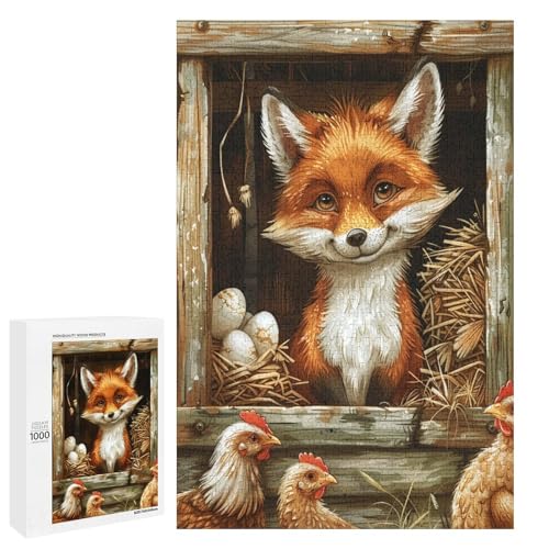 Puzzle für Erwachsene 1000 Teile Tierfuchs Holzpuzzle für Kinder Lernspiel 75 x 50 cm von linghhiming