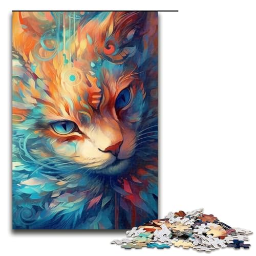 Puzzle für Erwachsene 1000 Teile Tierkatze buntes Holzpuzzle 1000 Teile (75 x 50 cm) von linghhiming
