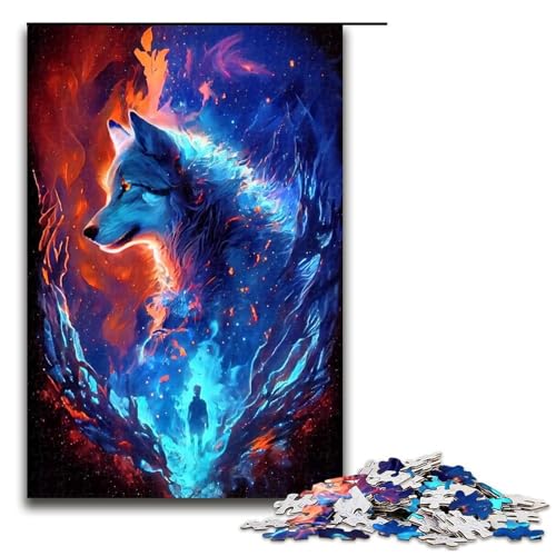 Puzzle für Erwachsene 1000 Teile Tiernebel Wolf Holzpuzzle Lernspiel Herausforderungsspielzeug 1000 Teile (75 x 50 cm) von linghhiming
