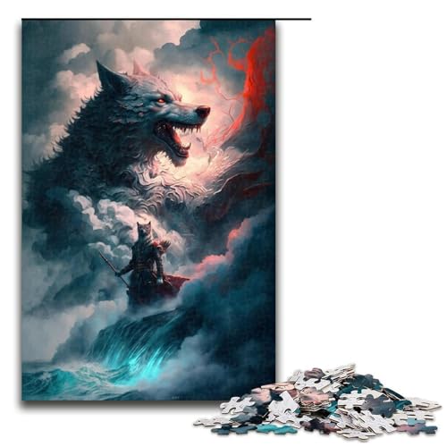 Puzzle für Erwachsene 1000 Teile Tiernebel Wolf Holzpuzzle für Kinder Lernspiel 1000 Teile (75 x 50 cm) von linghhiming