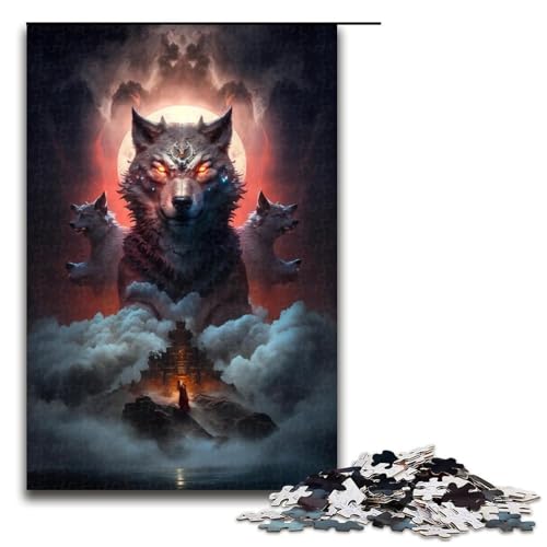 Puzzle für Erwachsene 1000 Teile Tiernebel Wolfsfamilie Holzpuzzle Lernspiel Herausforderungsspielzeug 1000 Teile (75 x 50 cm) von linghhiming